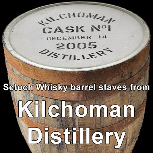 Wood from Kilchoman Distillery scotch barrel staves