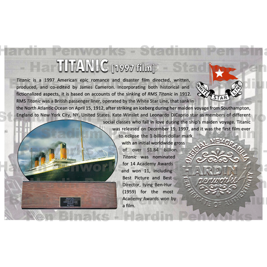 Weathered teak from 1997 Titanic movie deck set pen blank