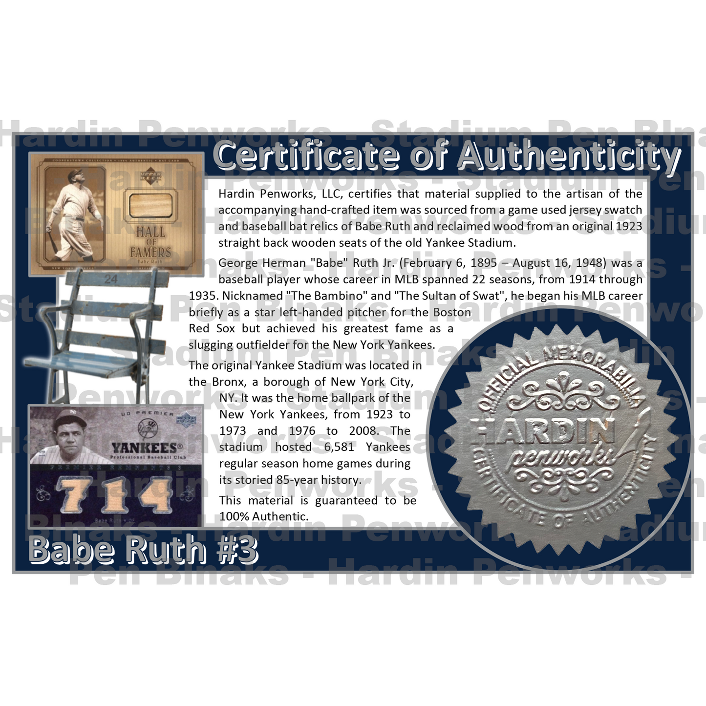 Ruth, Babe #3 - Game Played Relic