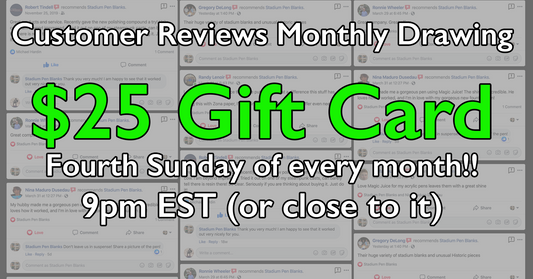 Monthly $25 Gift Card Giveaway for Customer Reviews