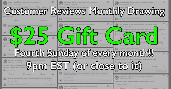 Monthly $25 Gift Card Giveaway for Customer Reviews
