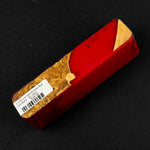 Hybrid call blank BC-0005 with vibrant red resin and rich gold-brown burl wood sections
