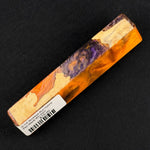 Buckeye Burl Hybrid Pen Blank BH-0007 displaying creamy beige wood grain against vibrant orange and purple resin