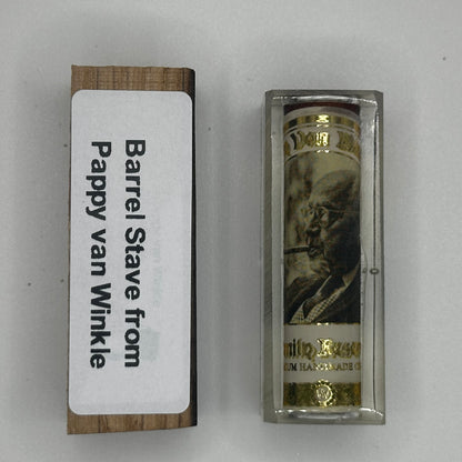 Cigar Bands from Cigars and bourbon Wood barrel staves from Pappy Van Winkle