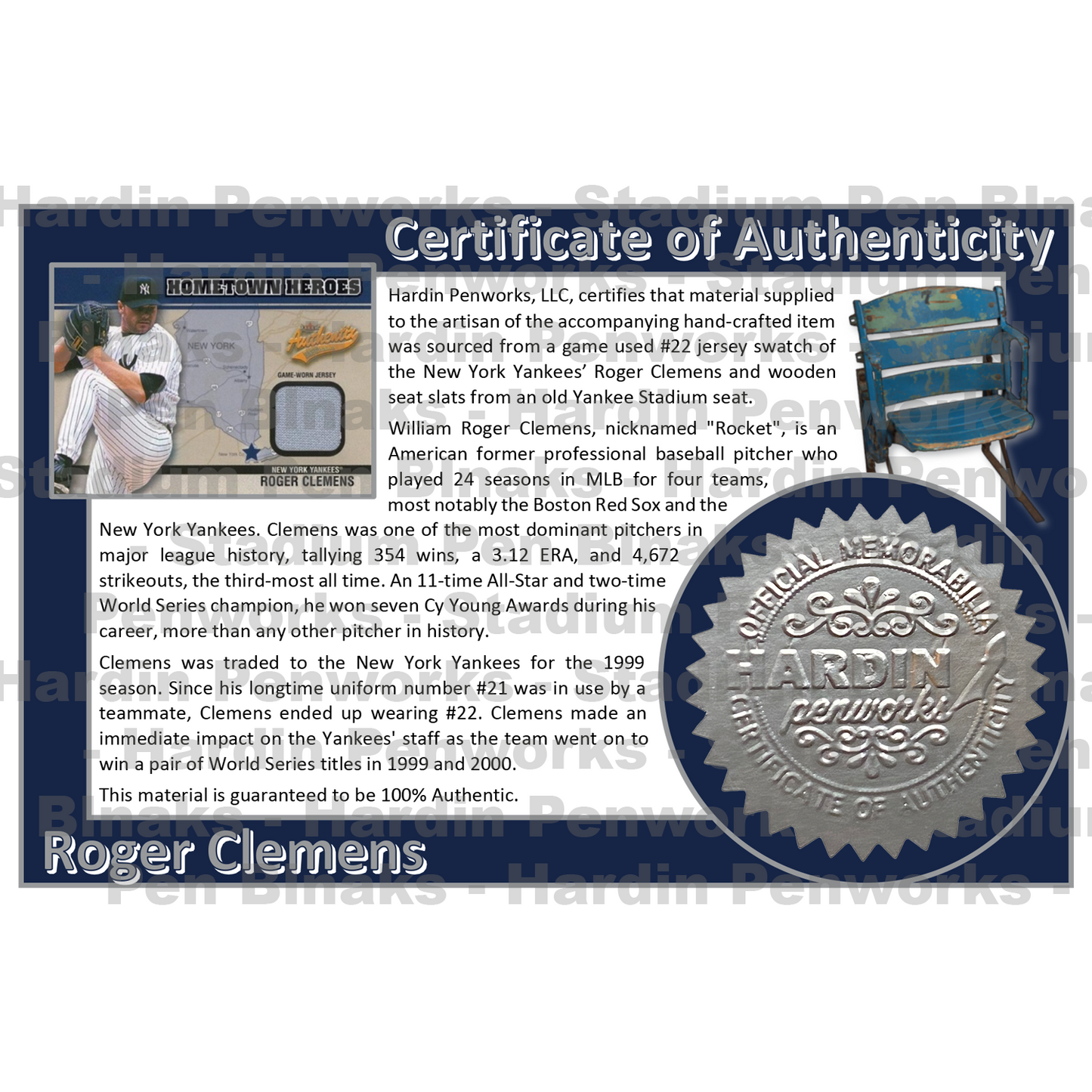 Clemens, Roger #22 - Game Played Relic