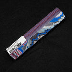 Solid Fordite pen blank FR-0008 with vibrant blue, red, white and gray layered paint bands
