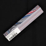 Solid Fordite pen blank FR-0012 with vibrant red, blue, and gray layered stripes across the surface
