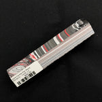 Solid Fordite pen blank FR-0015 displaying rich red, black, white and gray automotive paint layers