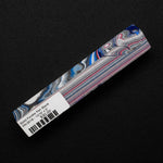 Solid Fordite pen blank FR-0018 with layered blue, red, white and gray automotive paint patterns