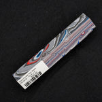 Solid Fordite pen blank FR-0019 with layered gray, blue, red and white paint swirls