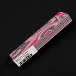 Solid Fordite pen blank FR-0029 with vibrant pink, magenta, black and gray layered swirls