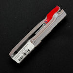 Solid Fordite pen blank FT-0003 displaying bold red layers over black, white, and gray striped patterns