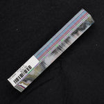 Solid Fordite pen blank FT-0008 with layered stripes of red, blue, green, purple, white and black automotive paint