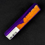 Mallee Burl Resin Hybrid Pen Blank MB-0011 showcasing bright orange wood grain against deep purple resin