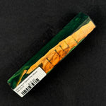 MB-0012 Mallee Burl Resin Hybrid Pen Blank showcasing deep emerald green resin next to warm orange wood grain