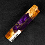 Mallee Burl Resin Hybrid Pen Blank MB-0024 with rich brown and orange wood grain beside deep purple resin