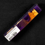 Mallee Burl Resin Hybrid Pen Blank MB-0031 showcasing rich purple resin encasing warm orange and brown burl wood tones