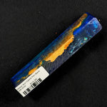 Mallee Burl Hybrid Pen Blank MB-0032 showcasing deep blue glitter resin with rich orange and brown wood inclusions