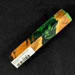 Mallee Burl Resin Hybrid Pen Blank MB-0039 showcasing vibrant green and dark green resin swirls against golden brown wood