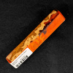 Mallee Burl Resin Hybrid Pen Blank MB-0041 with rich brown and tan wood grain against vibrant orange resin