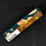 Mallee Burl Resin Hybrid Pen Blank MB-0047 displaying rich teal and amber resin alongside natural beige and brown wood tones