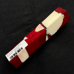 MD-0004 Mosaic Deer Antler Hybrid Pen Blank with bold red resin surrounding creamy white and pink antler pieces