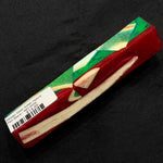 Mosaic Deer Antler Hybrid Pen Blank MD-0009 with rich red resin, vibrant green swirls and natural ivory antler pieces