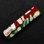 Mosaic Deer Antler Hybrid Pen Blank MD-0011 with bold red resin, cream antler rings and pink centers set in green marbled patterns