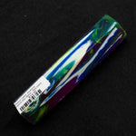 Mosaic Gator Jawbone Hybrid Pen Blank MG-0003 with swirling neon green, blue, purple and white patterns in clear resin