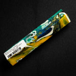 Vibrant Mosaic Gator Jawbone Hybrid Pen Blank MG-0008 displaying rich teal, blue, yellow and white tones throughout the resin