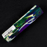 Mosaic Gator Jawbone Hybrid Pen Blank MG-0010 with vibrant swirls of green, blue, purple and yellow in clear resin