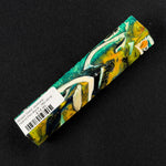 Mosaic Gator Jawbone Hybrid Pen Blank MG-0018 with vibrant teal, yellow and orange swirls surrounding white bone pieces in clear resin