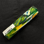 Mosaic Gator Jawbone Hybrid Pen Blank MG-0021 with vibrant green, yellow, blue and orange resin swirls around embedded bone pieces
