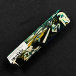 Mosaic Gator Jawbone Hybrid Pen Blank MG-0035 with white bone pieces amid teal, blue, and gold swirls in clear resin