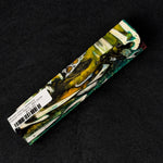 Mosaic Gator Jawbone Hybrid Pen Blank MG-0039 showcasing vibrant lime green, yellow and teal swirls around embedded bone pieces