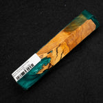 Olive Wood Hybrid Pen Blank OH-0005 showcasing rich golden brown wood grain against vibrant teal resin