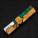 Olive Wood Hybrid Pen Blank OH-0006 showcasing golden brown wood grain against vibrant teal and emerald resin sections