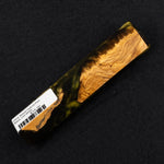 Olive Wood Hybrid Pen Blank OH-0009 showcasing rich golden brown wood grain set in deep olive green resin