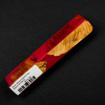 Olive Wood Hybrid Pen Blank OH-0012 showcasing vibrant red resin alongside golden yellow and warm brown wood tones