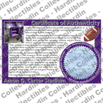 Image of certificate of authenticity for Amon G. Carter Stadium (Texas Christian University) - front