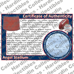 Image of certificate of authenticity for Angel Stadium of Anaheim (Los Angeles Angels) - front