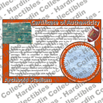 Image of certificate of authenticity for Archbold Stadium (Syracuse University) [WOOD] - front