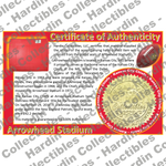 Image of certificate of authenticity for Arrowhead Stadium (Kansas City Chiefs) - front