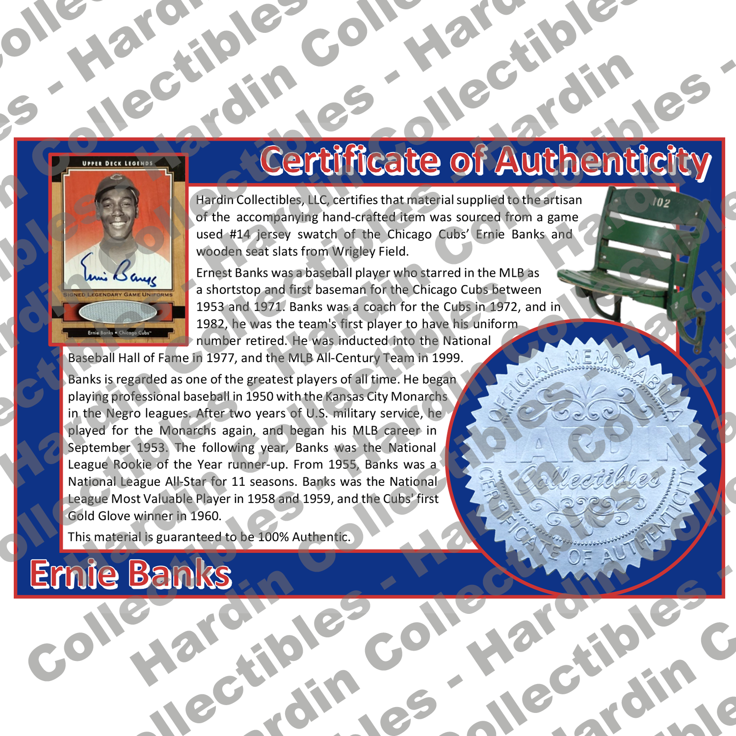 Image of certificate of authenticity for Banks, Ernie 