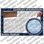 Image of certificate of authenticity for Beaver Stadium (Penn State University) - front