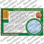 Image of certificate of authenticity for Boston Garden [Basketball Floor] (Boston Celtics) - front