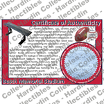 Image of certificate of authenticity for Busch Memorial Stadium (St. Louis Cardinals) - front
