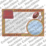 Image of certificate of authenticity for Candlestick Park (San Francisco 49ers) - front