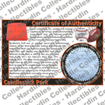 Image of certificate of authenticity for Candlestick Park (San Francisco Giants) - front