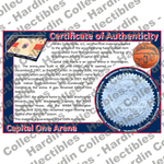 Image of certificate of authenticity for Capital One Arena (Washington Wizards) - front